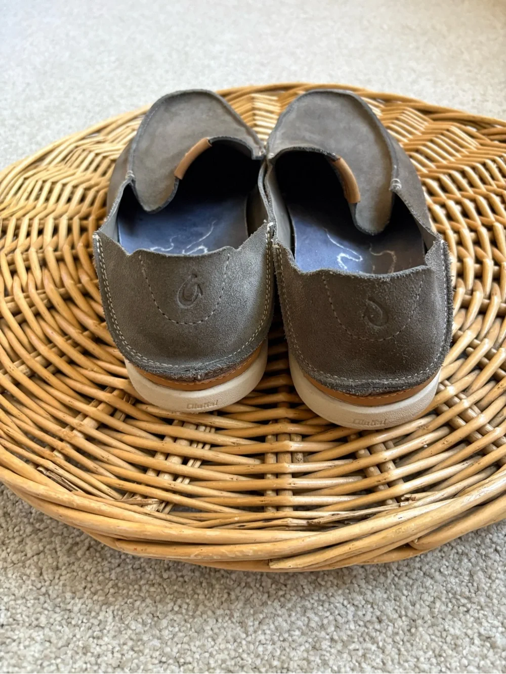 OluKai NaluKai Kala Charcoal Grey Men’s Slip On Suede Loafers Size 11.5